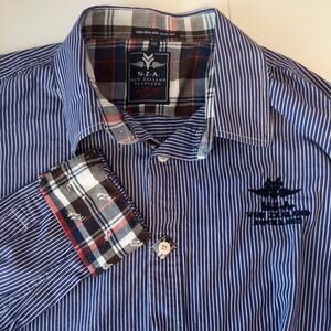New Zealand Auckland Flip Cuff Long Sleeve Striped Button Down Shirt Size XXL
